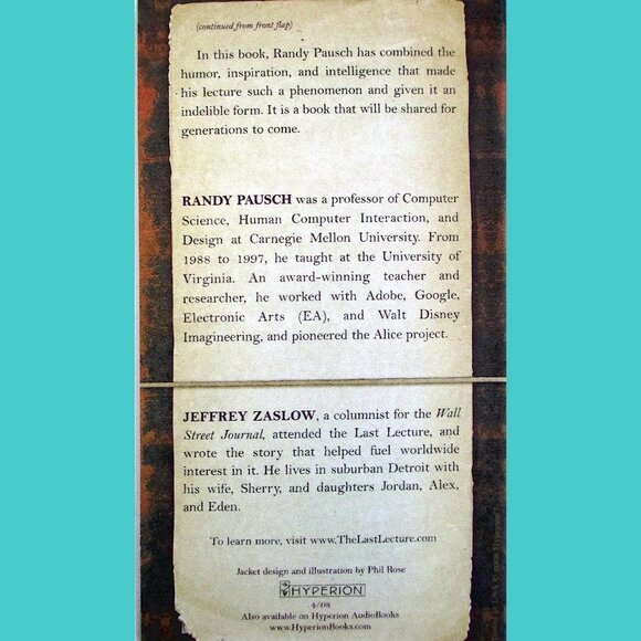 Book: The Last Lecture, by Randy Pausch with Jeffrey Zaslow - Picture 3 of 12